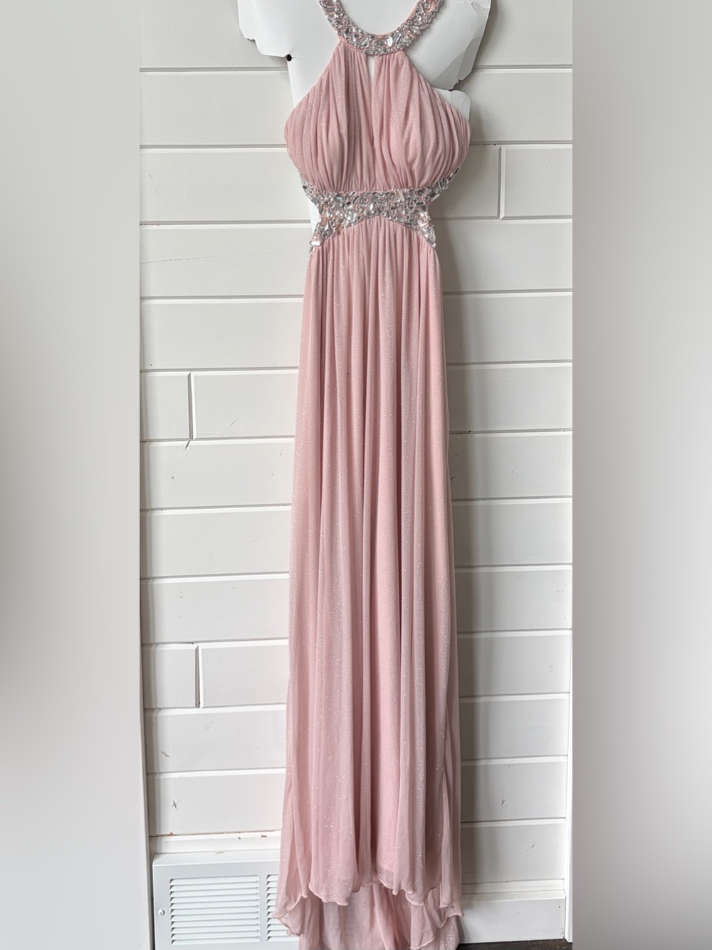 Light Blush Pink Sparkly Shimmery Formal Prom Dress